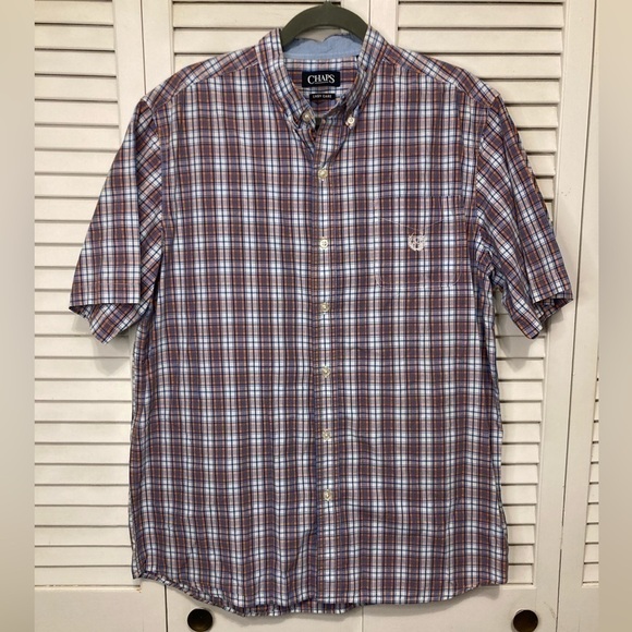 Chaps Other - Mens Chaps Blue And Orange Plaid Button Down Shirt Size Medium